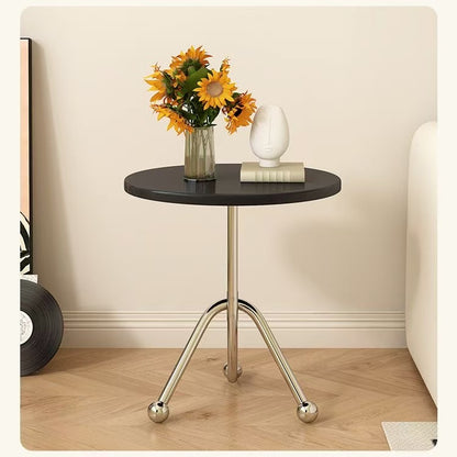 Retro Tripod Side Table | Solid Walnut Wood Round Top with Polished Chrome Legs | Sturdy Accent Table for Modern & Industrial Home Decor