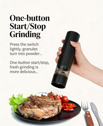 Electric Pepper Grinder Set, Rechargeable Automatic Salt and Pepper Mill with USB Charging Base, Adjustable Coarseness, One Hand Operation for Kitchen, Steak, BBQ