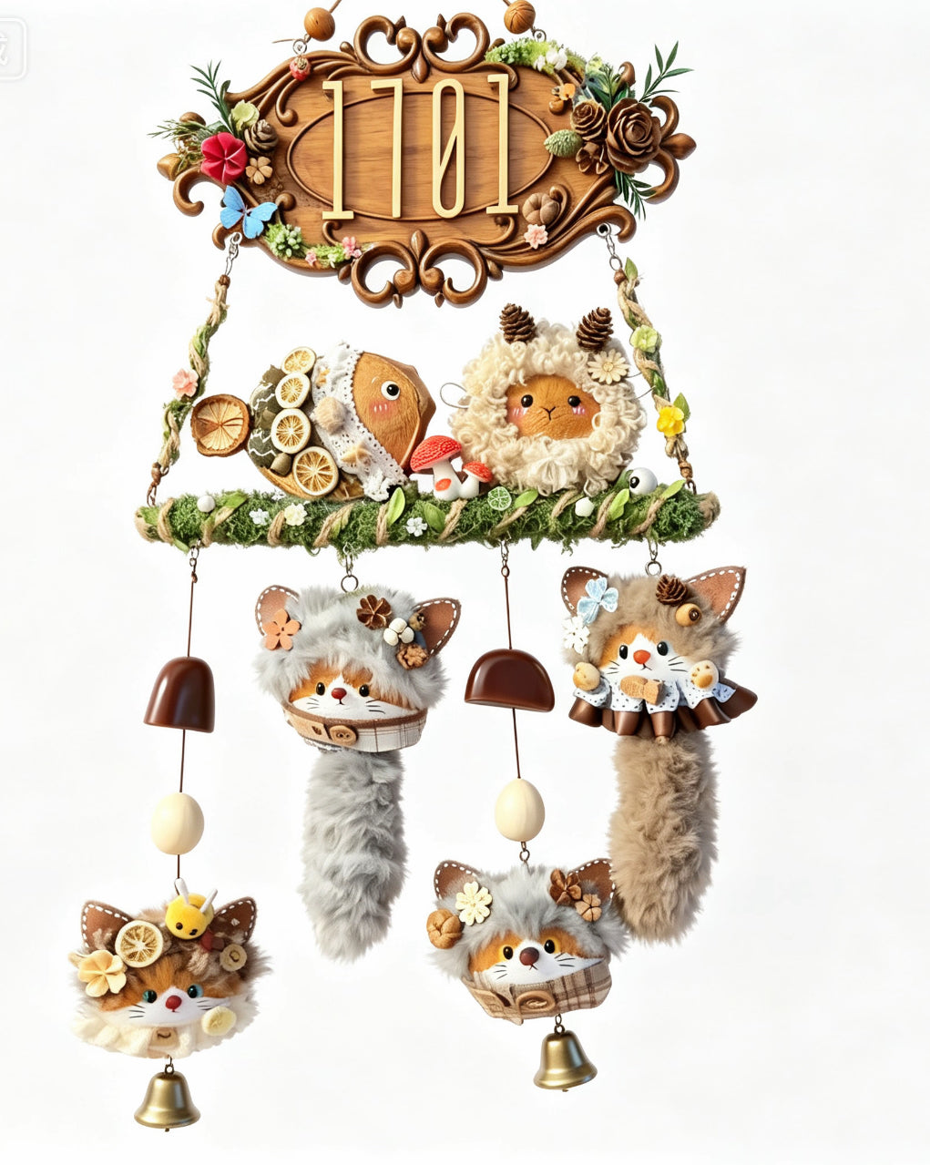 Handcrafted Forest Spirit Door Hanger(Personalized House Number)
