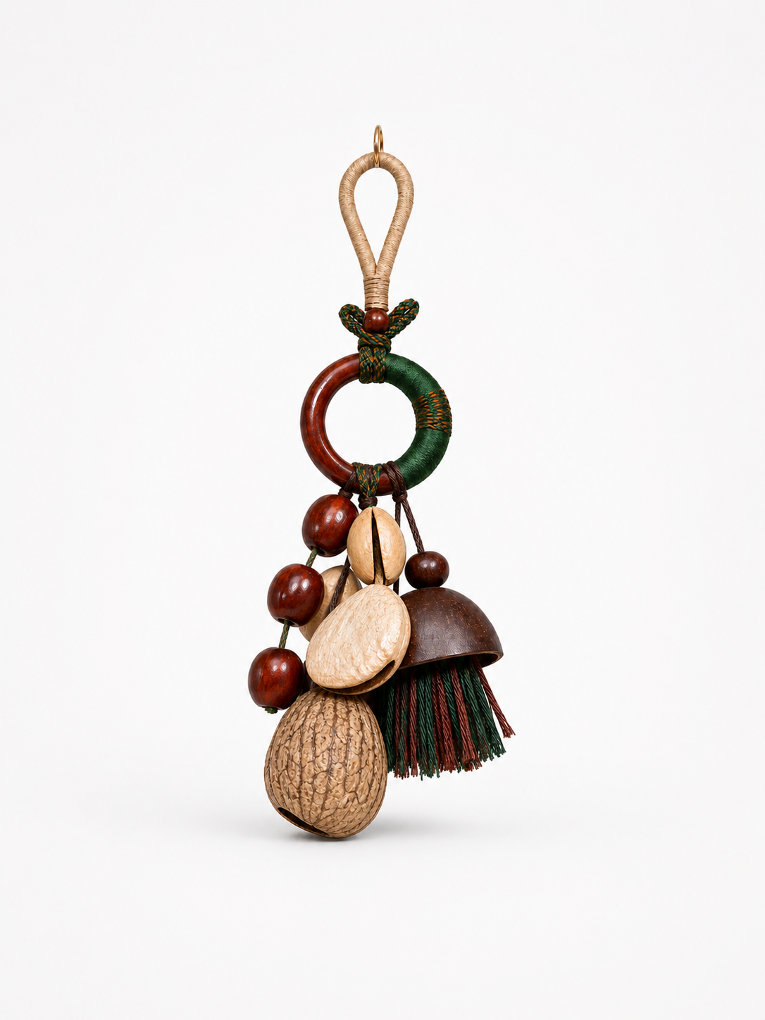 Handmade Seed Pod Bag Charm with Tassel